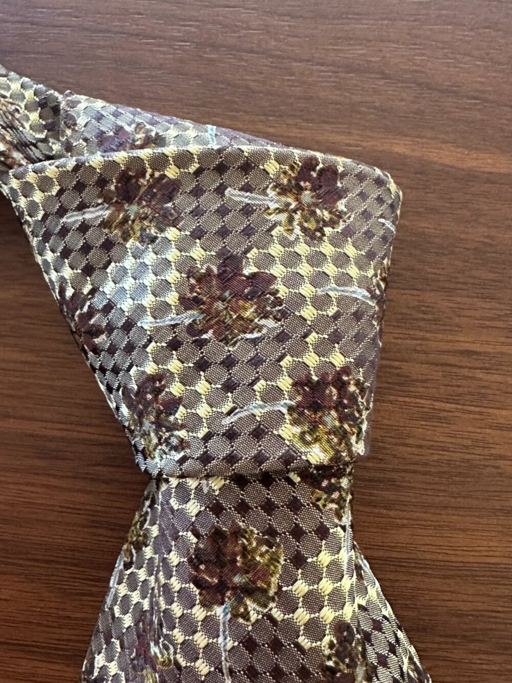 Ermenegildo Zegna Tan Brown Floral Silk Tie